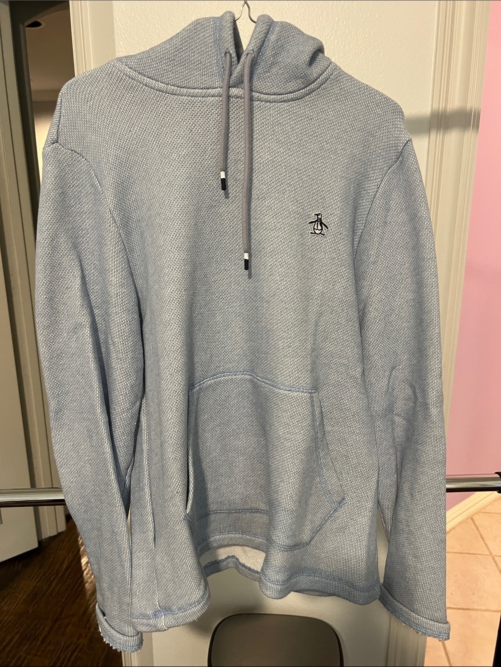 Original Penguin Pale Blue Pullover Hoodie with Penguin Logo Medium
